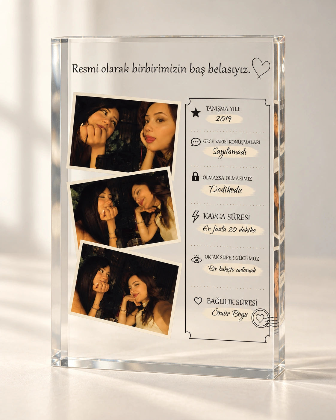 Baş Belasına Özel 3 Fotoğraflı Cam Blok
