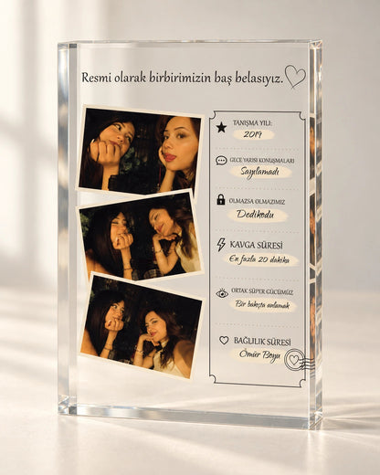Baş Belasına Özel 3 Fotoğraflı Cam Blok
