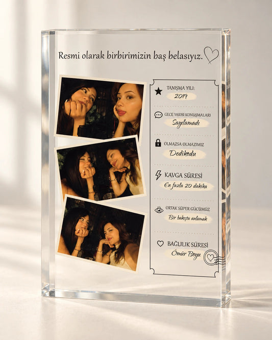 Baş Belasına Özel 3 Fotoğraflı Cam Blok