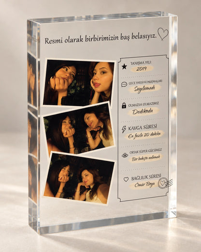 Baş Belasına Özel 3 Fotoğraflı Cam Blok