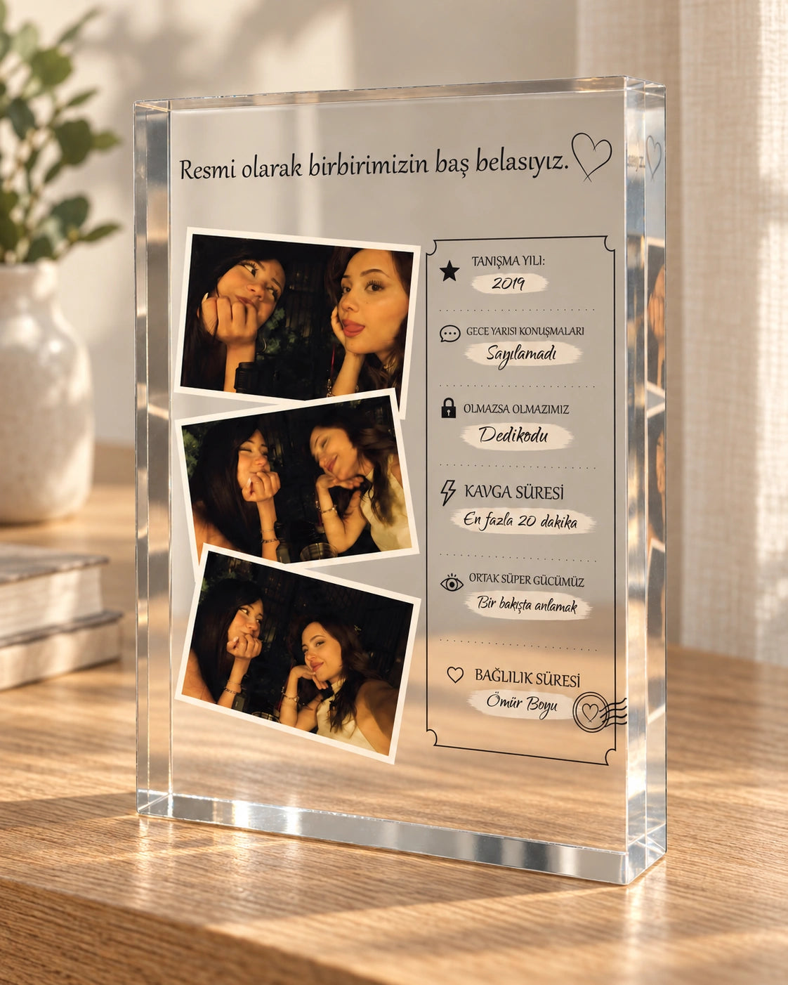 Baş Belasına Özel 3 Fotoğraflı Cam Blok