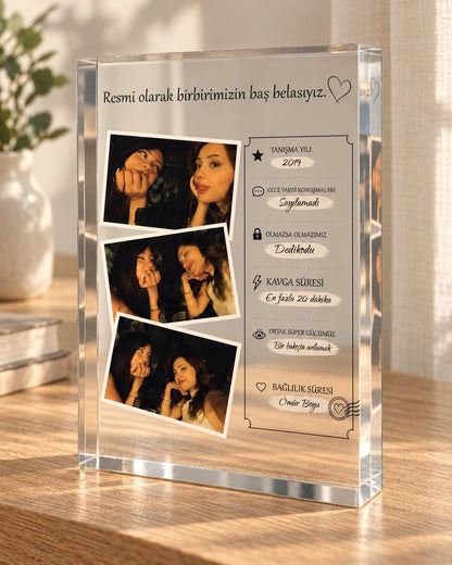 Baş Belasına Özel 3 Fotoğraflı Cam Blok