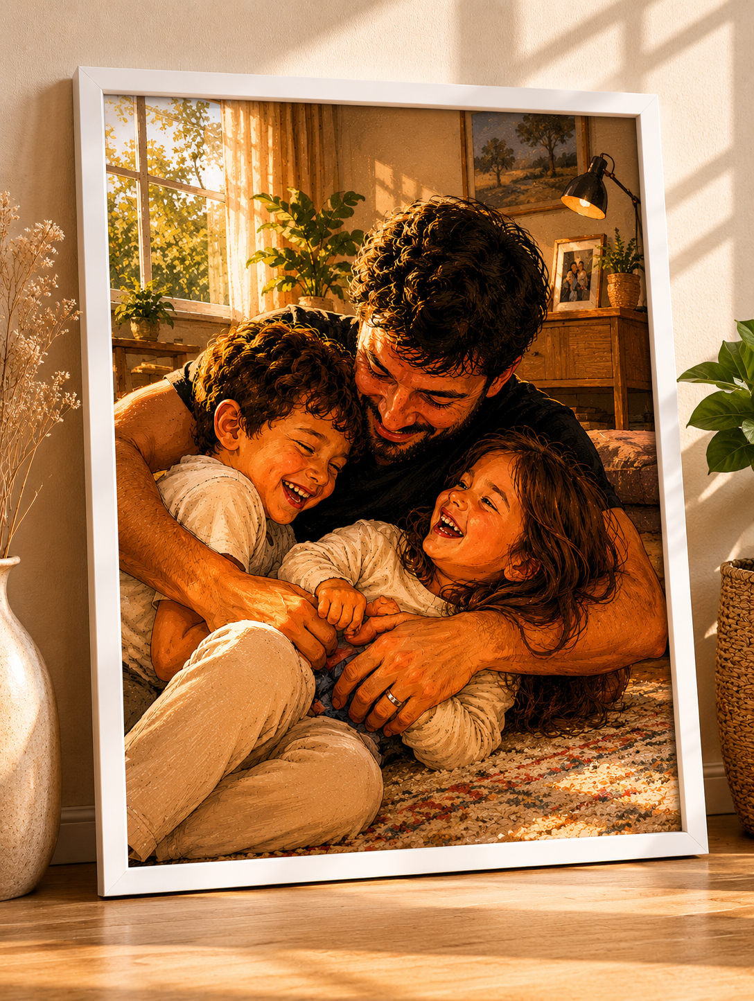 🖤 Babam ve Ben – Kişiye Özel Nostaljik Karikatür Tablo