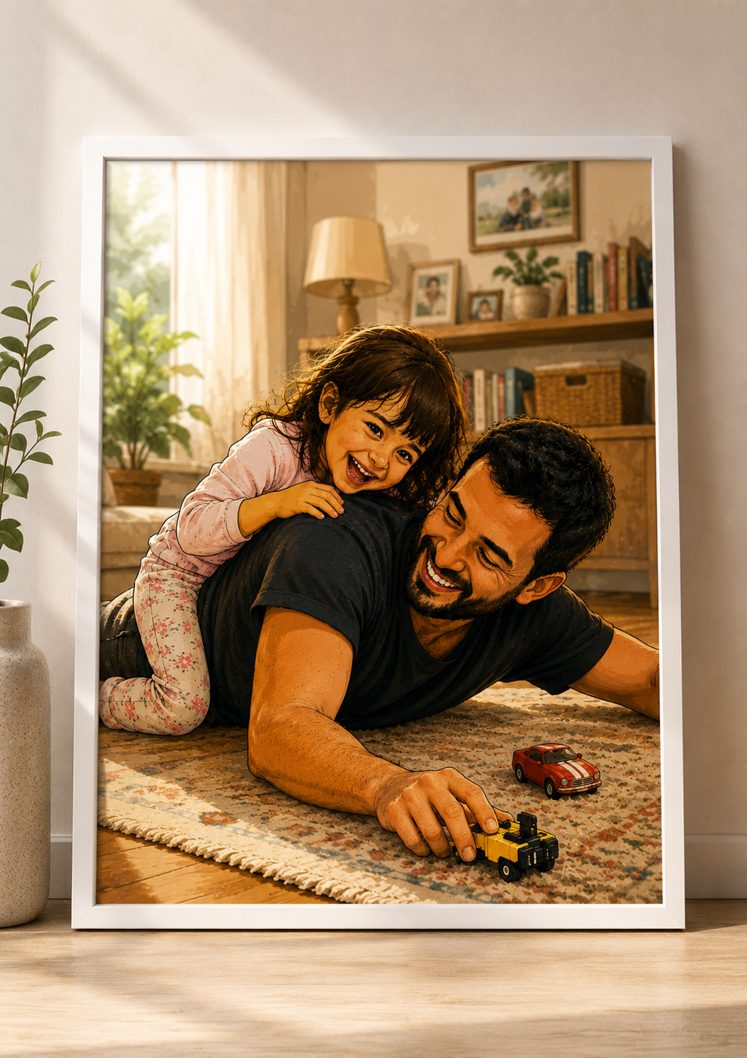 🖤 Babam ve Ben – Kişiye Özel Nostaljik Karikatür Tablo