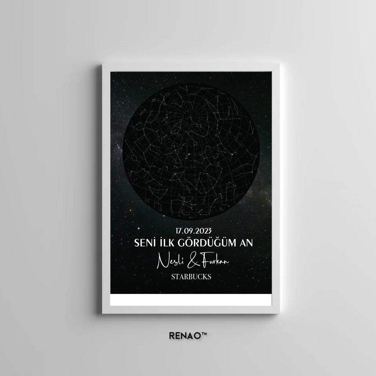 🌌✨ Kişiye Özel Yıldız Haritası Duvar Tablosu 🖼️