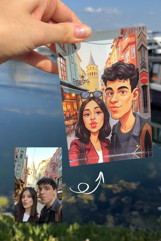 📸 Bir Fotoğraf, 😄 Bin Gülüş – ✍️ Karikatür Çift Portresi 💑🖼️