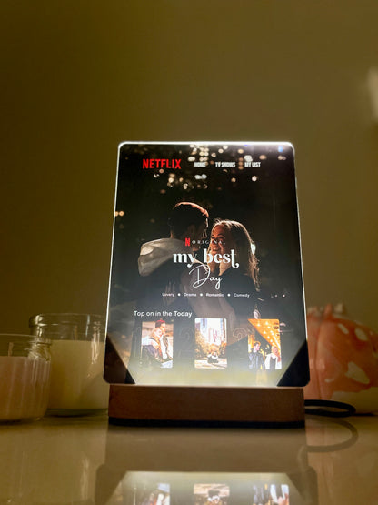 🌟 Kişiye Özel Netflix Temalı LED Gece Lambası 🎬: Fotoğrafınızla Özel Film Kapağı Tasarımı 📸