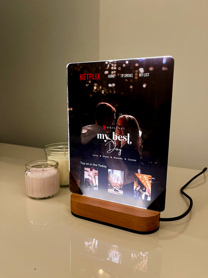 🌟 Kişiye Özel Netflix Temalı LED Gece Lambası 🎬: Fotoğrafınızla Özel Film Kapağı Tasarımı 📸