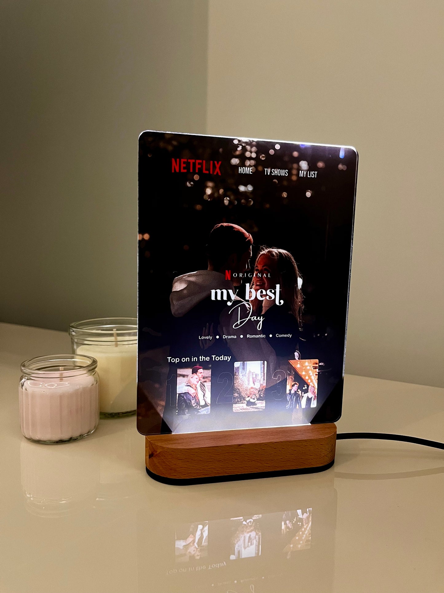 🌟 Kişiye Özel Netflix Temalı LED Gece Lambası 🎬: Fotoğrafınızla Özel Film Kapağı Tasarımı 📸