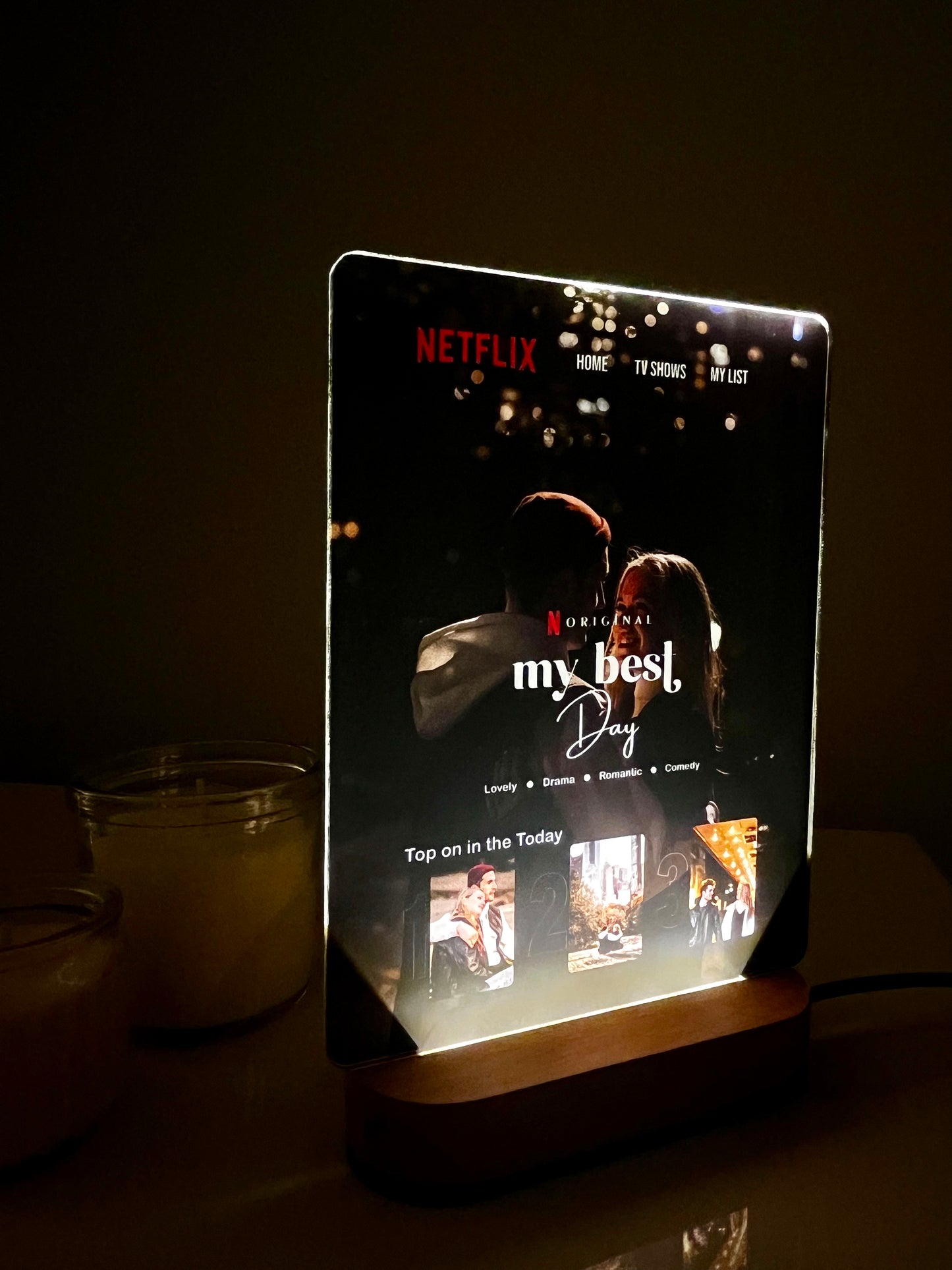 🌟 Kişiye Özel Netflix Temalı LED Gece Lambası 🎬: Fotoğrafınızla Özel Film Kapağı Tasarımı 📸