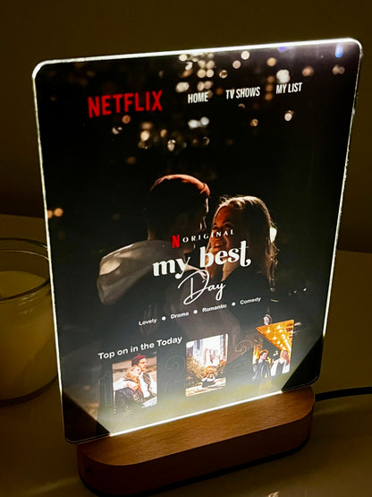 🌟 Kişiye Özel Netflix Temalı LED Gece Lambası 🎬: Fotoğrafınızla Özel Film Kapağı Tasarımı 📸