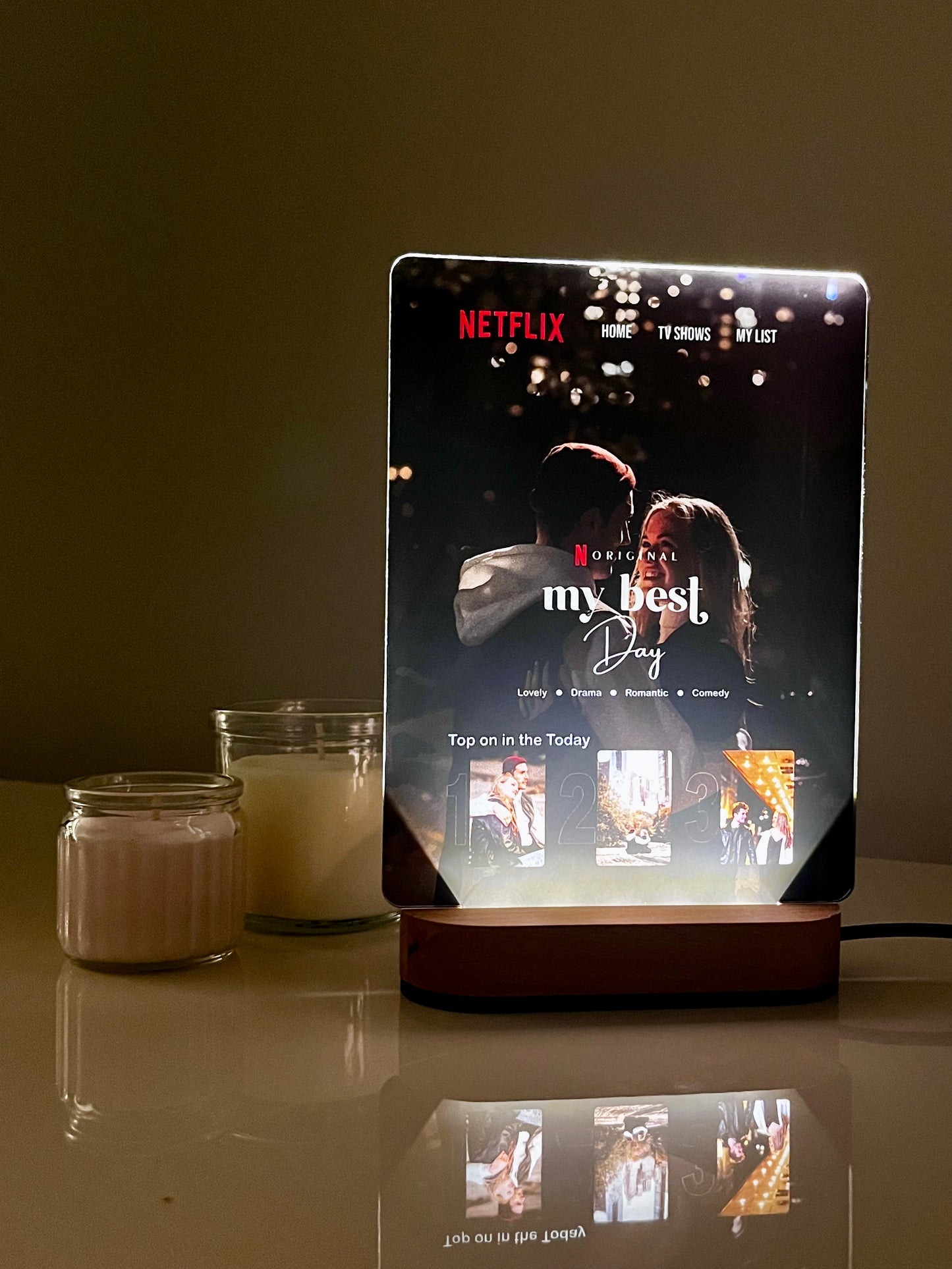 🌟 Kişiye Özel Netflix Temalı LED Gece Lambası 🎬: Fotoğrafınızla Özel Film Kapağı Tasarımı 📸