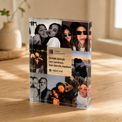 Arkadaşlığımızın Şarkısı – Kişiye Özel Fotoğraf Kolajlı Akrilik Anı Bloğu